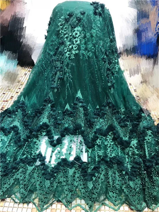 Лидер продаж изумрудно-зеленый в нигерийском стиле французские бисерные кружева ткани в африканском стиле кружевная свадебная вуаль высокое качество HT30681123688LL - Цвет: 2