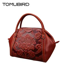 TOMUBIRD новый Улучшенный натуральной кожи Дизайнер Классический Дамы Тиснением Цветочные Кожаная Сумка Случайный Плечо Сумки