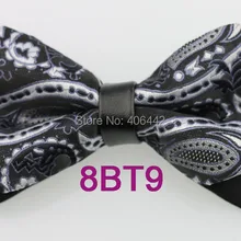 Yibei Coachella Галстуки черный низ серебристо-серый Пейсли лук Галстуки мода diamond кожаный выбора регулируемый смокинг с галстуком-бабочкой бабочка