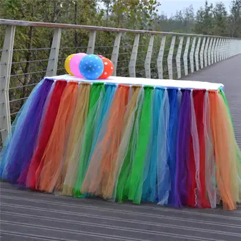 

Table Skirt Colorful Tulle TUTU Table Skirt Wedding Banquet Birthday Baby Shower Party Decoration