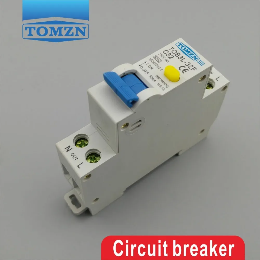 TOB3L-32F 18 мм RCBO 32A 1P+ N 6KA УЗО с защитой от перегрузки по току и утечки