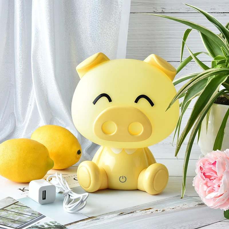 Lovely Pig Lights Cute Baby Bedroom Lamp Night Light LED Night Lamp Bedside Decor Kids Desk light Christmas Gift - Испускаемый цвет: Цвет: желтый