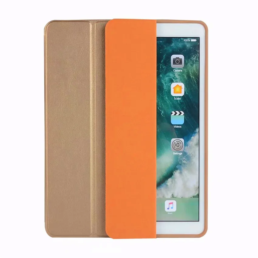 3-fold Мягкий силиконовый чехол для задней панели для iPad Air 1 2 iPad Pro 9,7 чехол Funda карандаш держатель для iPad 9,7 /+ пленка+ ручка - Цвет: Золотой