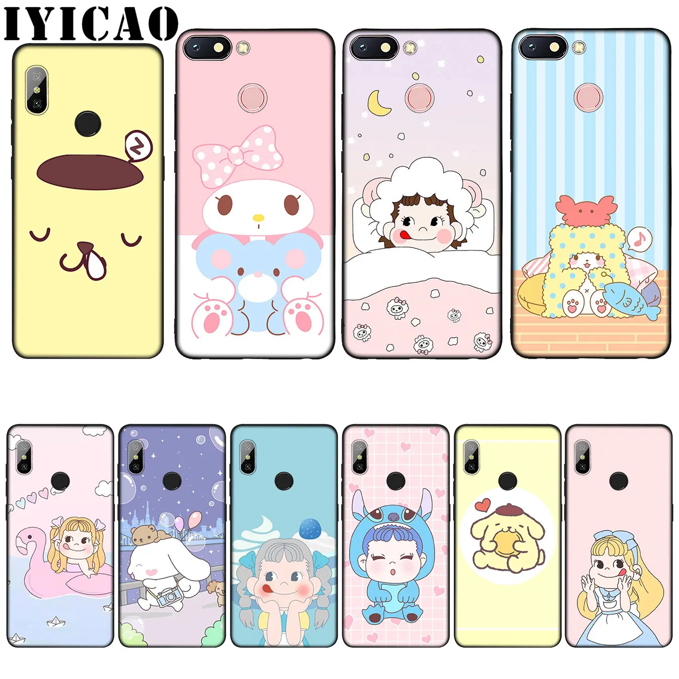 IYICAO Sanrio pom purin lovely cartoon girl Pattern Soft Case for Xiaomi Redmi 6A 5A Note 7 4 4X 5 Plus 6 Pro Black Cover |