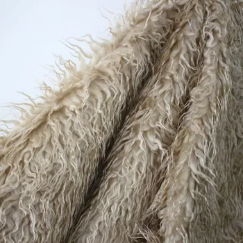 

Khaki Mongolian Curly Sheep Faux Fur Fabric Faux Vest Fur Coat Fabric Baby Photography Shoot Sold By The Yard Free Shipping