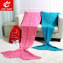 Super grande literie canapé tv tricoté de noël d’anniversaire adulte 95×195 cm enfants 70×140 cm cadeau crochet sirène queue jeter couverture