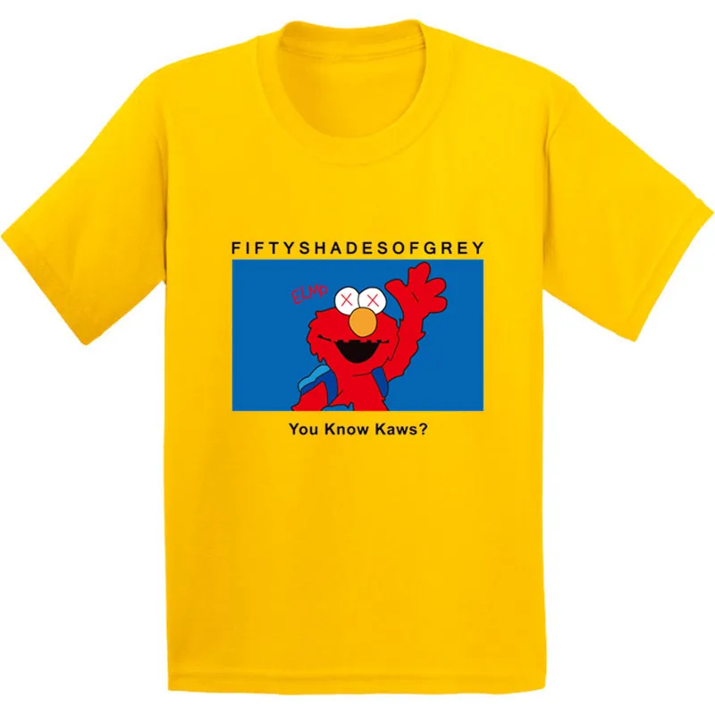 100 Cotton,Sesame Street Elmo Cartoon Pattern Kids T shirt Boys/Girls
