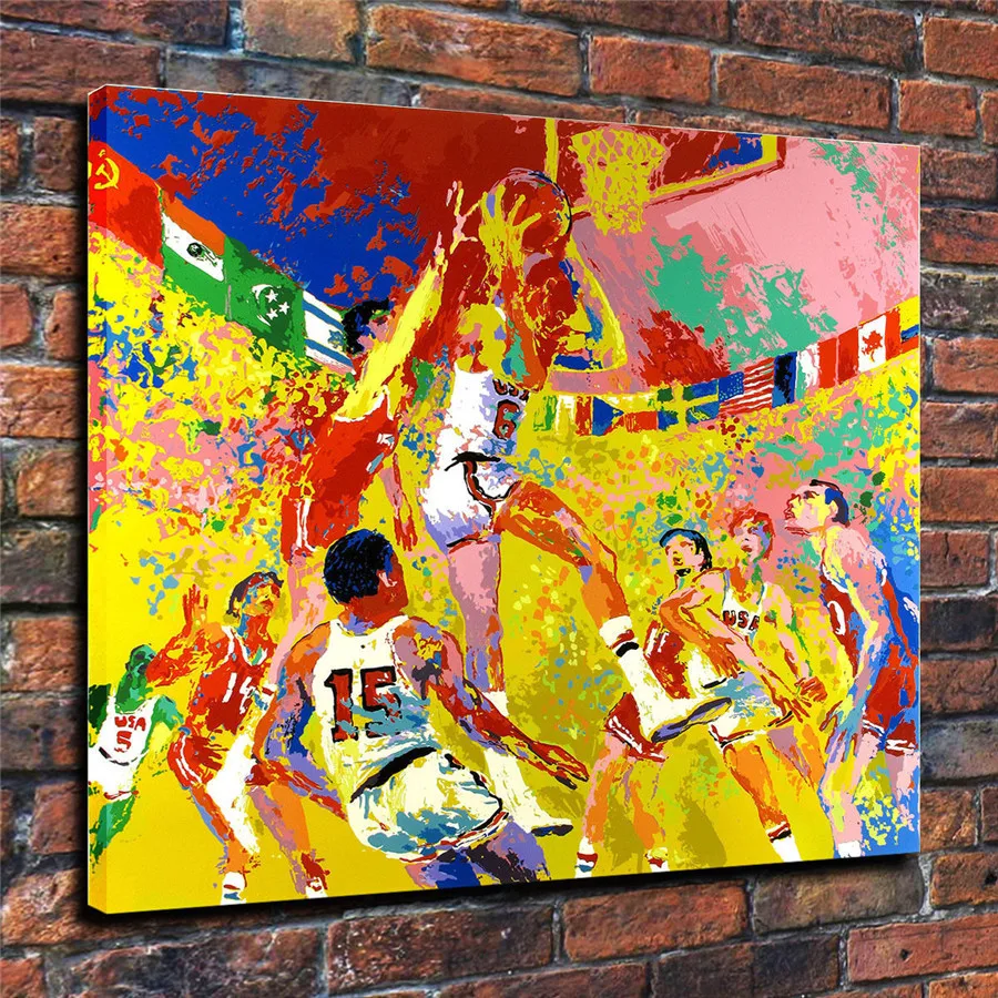 LeRoy Neiman HD Print Modern Abstract Basketball Oil Painting on Canvas Poster Wall Art Picture for Living Room Home Decor | Дом и сад