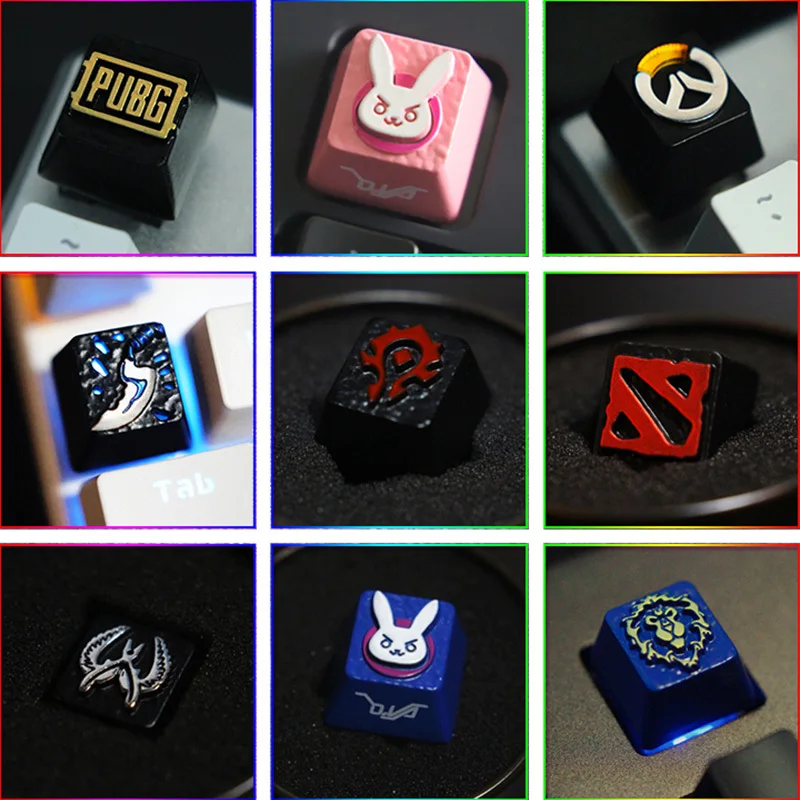 Online 1 pieza de Zinc de aleación de aluminio llave de Teclado mecánico para CSGO Overwatch Dota 2 PUBG WOW LOL R4 altura relieve estereoscópico