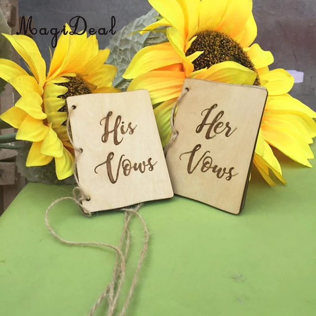 Vintage Wedding Vow Booklets Wooden Cover His Vows Her Vows Book Party  Decorations - Party & Holiday Diy Decorations - AliExpress