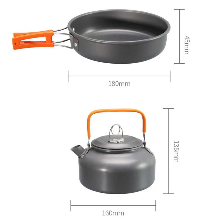 Мини-чайник из алюминиевого сплава, набор из 9 предметов, портативная напольная плита, кастрюля для 2-3 человек, походная сковорода с цветной коробкой для подарка