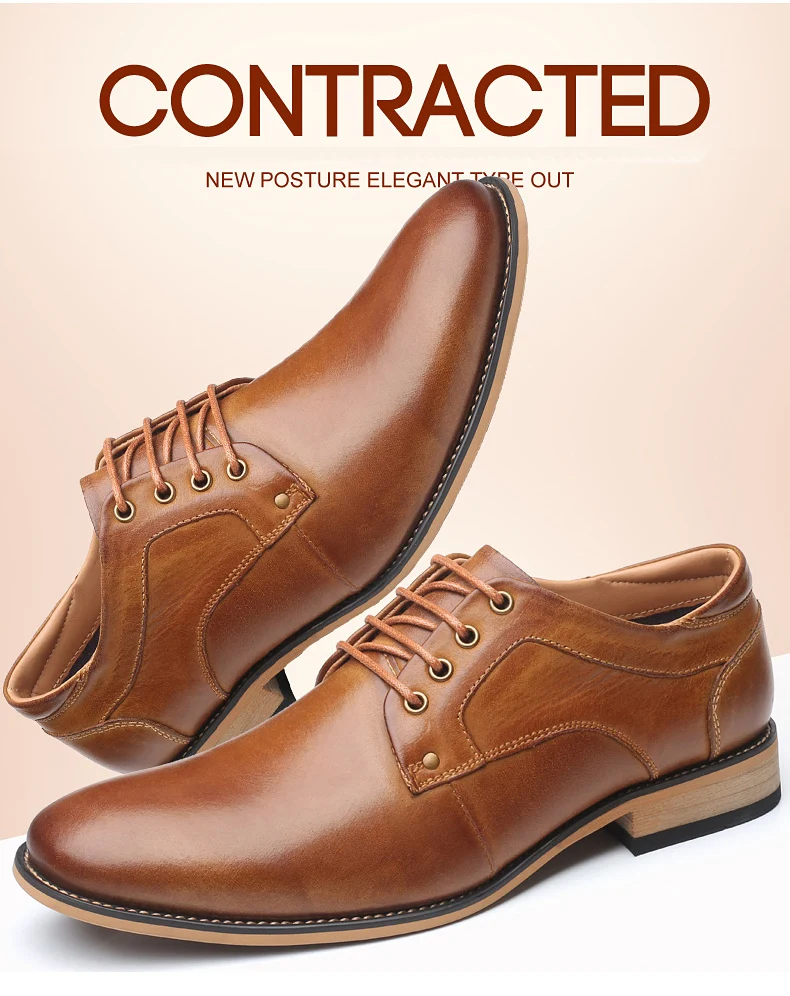 Men's dress shoes British Lace-up large size men's leather breathable shoes formal shoes men Oxford wedding shoes 8805