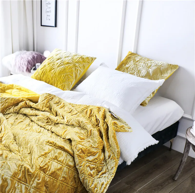Желтый, синий, зеленый, розовый роскошный высококачественный бархат, зимнее плотное одеяло для дивана, мягкое покрывало, простыня, Квадратные наволочки, 3 шт