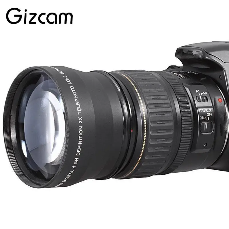 Gizcam Профессиональный 52 мм 2x телеобъектив конвертер для Nikon D5100 D3200 D70 D40 DSLR