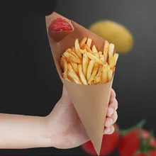 Коробка для картофеля фри конусные чипсы маслостойкая сумка