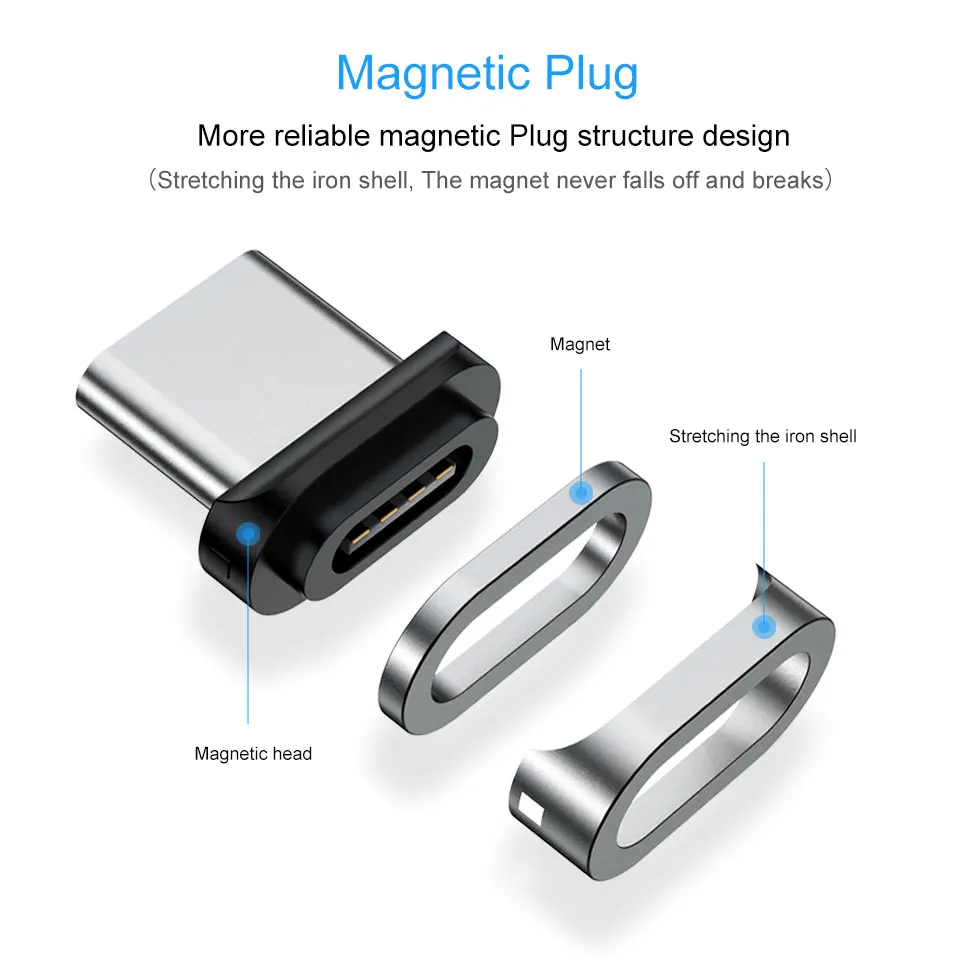 3A Магнитный Тип C Зарядное устройство кабель для samsung Galaxy S10 S10e S10+ S9 S8 Примечание 10 9 8 A20 A30 A40 A50 A60 A70 A80 Tab S6 S5e S4 S3