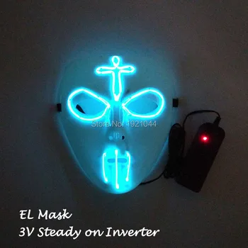 

New design Cross Bless Glowing Mask EL Wire Mask Halloween Christmas Party Mask 10Color Available
