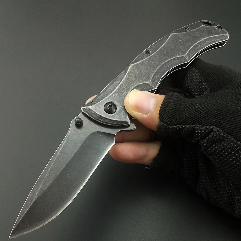 Тактический нож stonewash из нержавеющей стали 440C силы дикого выживания нож Открытый самообороны складной нож джунгли обороны нож