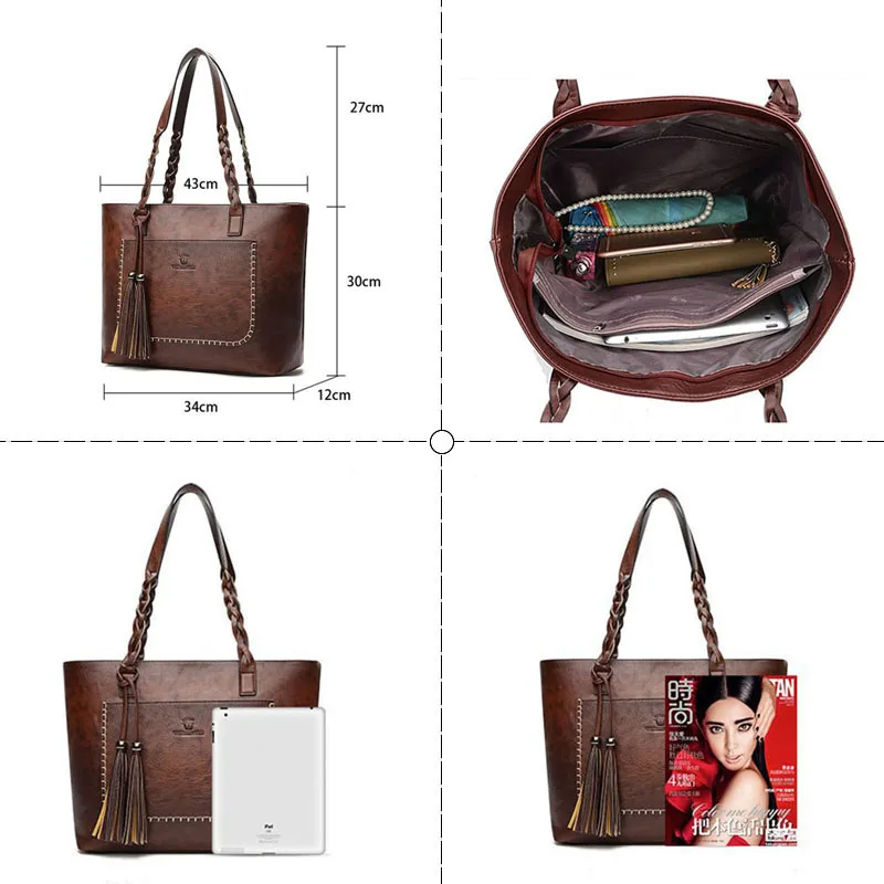 Goede Luxe Handtassen Vrouwen Tassen Designer Laptop Handtas Kwastje Gevlochten Grote Capaciteit Handvat Tote Vrouwen Schoudertas