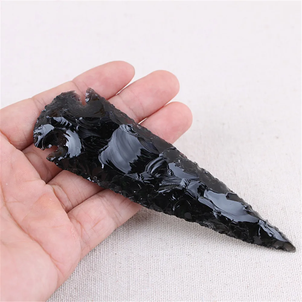 

1PC DIY 10cm jewelry natural obsidian arrow original stone pendant male Female personality original black meteorite arrow