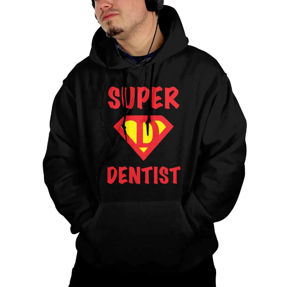 Men's Super Dentist Long Sleeve Hooded Sweatshirt With Pocket Custom