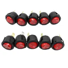 New 10pcs RED LED Dot Light Car Boat Round Rocker ON/OFF SPST 3 Pins Toggle Button Switch 220V MAX 250V DIY Accessories Hot Sale