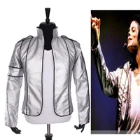 Rare PUNK Rock Motorcycle Casual Classic MJ MICHAEL JACKSON Silver Leather Costume Heal The World Jacket For Fans Best Gift 1