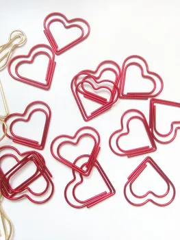 

6pcs/pkg cute beautiful light red metal paper clips bookmarks