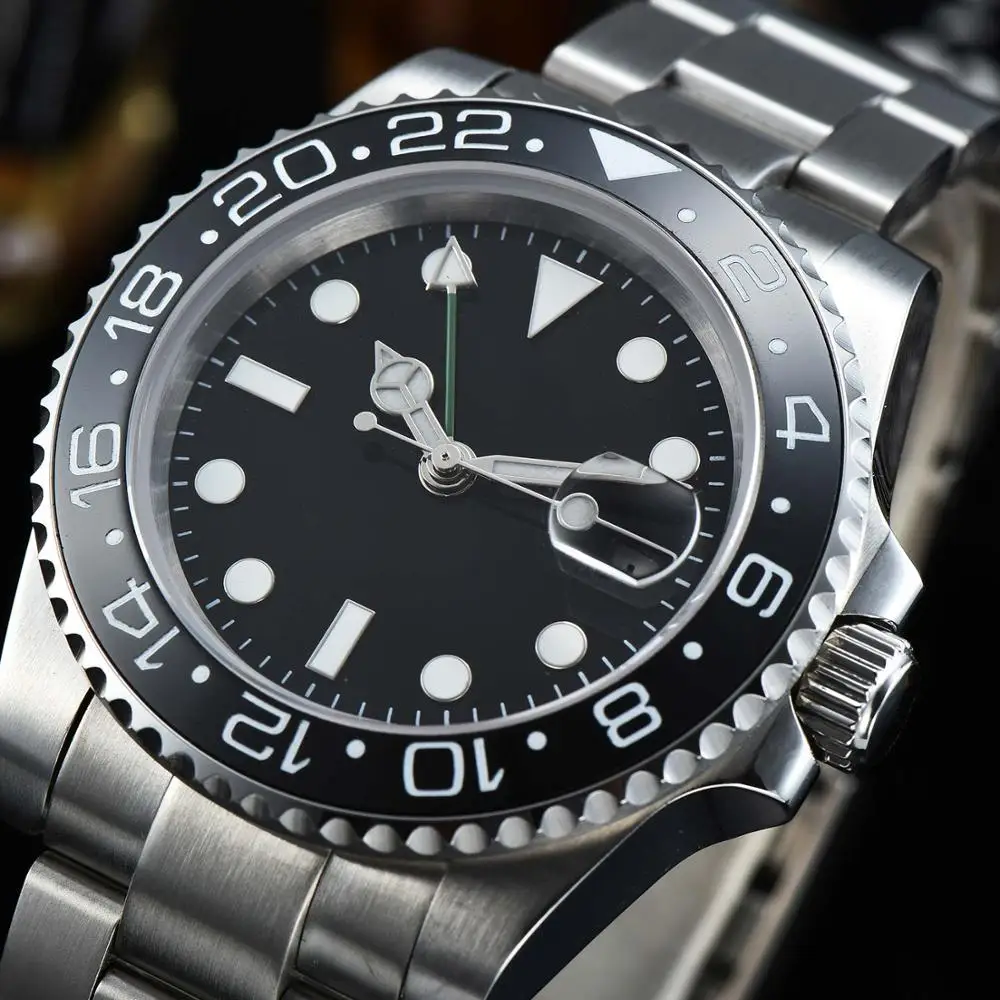 

luxury brand automatic mechanical watch for the Men's waches men GMT 40mm sapphire glass Luminous date Stainless steel aaa R10