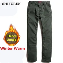 SHIFUREN флисовые теплые зимние мужские брюки карго утолщенные двухслойные мужские повседневные хлопковые брюки полной длины свободные большие размеры 29-40