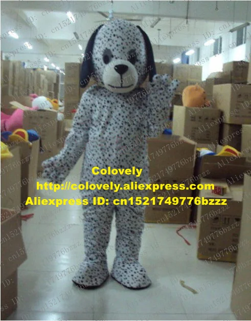 Милая белая черная далматинская собака костюм-талисман Mascotte Doggie Pup Cutu с длинными