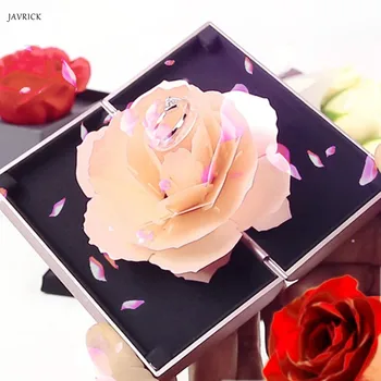 

Creative Red Rose Propose Ring Jewelry Box Marriage Wedding Ceremony Ring Box