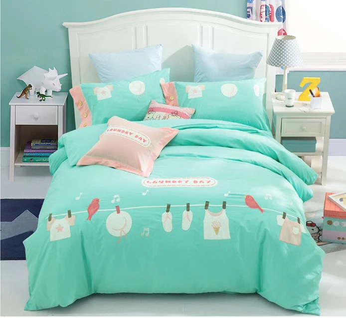 Cartoon 4Pcs Bedding Set Twin Full Queen size kids Cotton ...