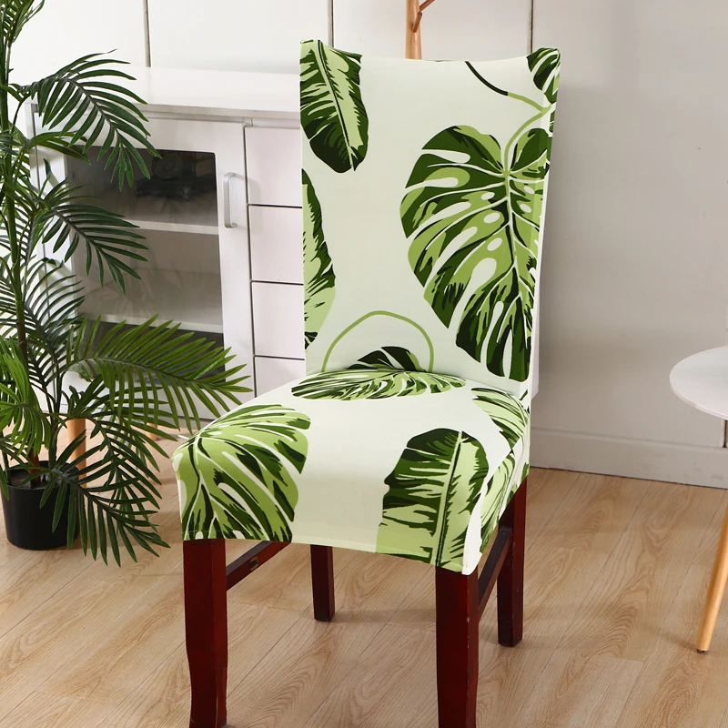 

wedding chair covers spandex elastic leaves printed chair slipcovers dining room washable fully wrapped seat cover