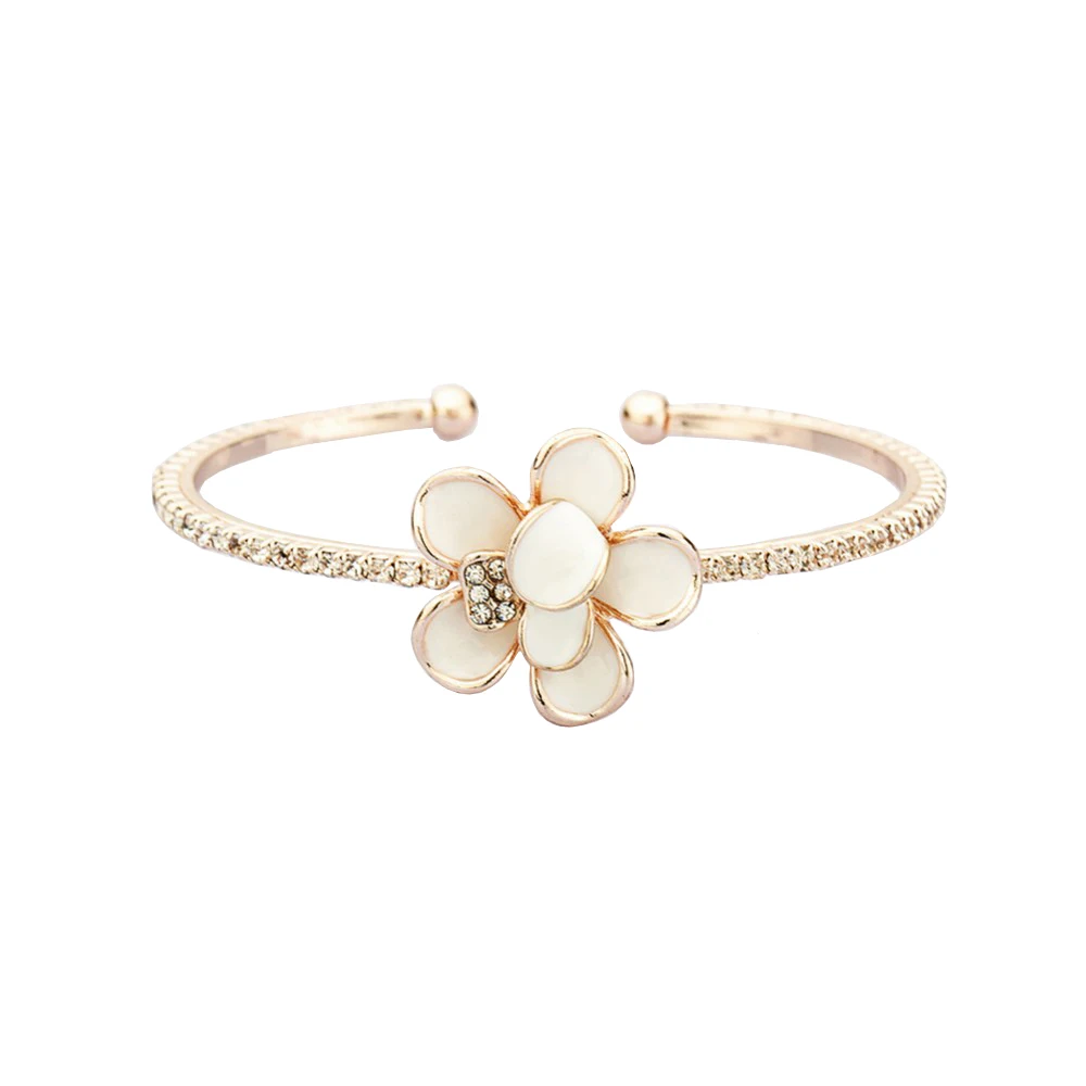 Fashion Flower Charms Bangles for Women Wedding Party Indian font b Jewelry b font Vintage Crystal