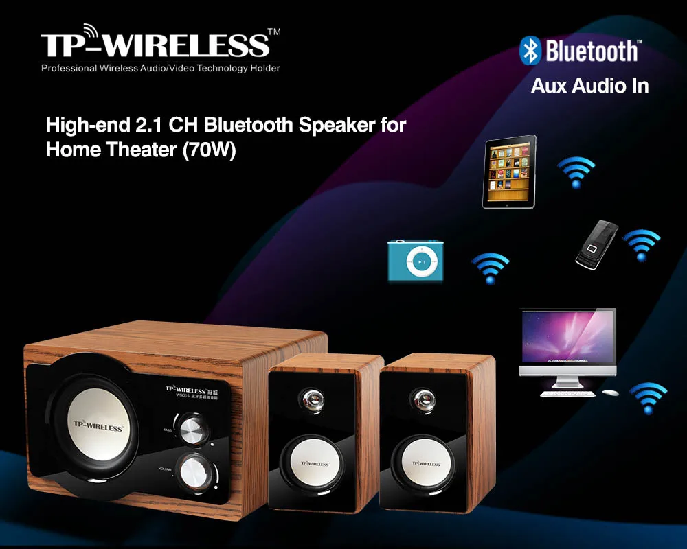 

TP-WIRELESS High-end 2.1 Channel Bluetooth Speaker for Home Theater System GOOD SOUND QUANLITY