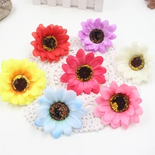 10 шт. большой Шелковый Подсолнух искусственный цветок голова для свадебное оформление автомобиля DIY гирлянда декоративный, Цветочный Искусственные цветы