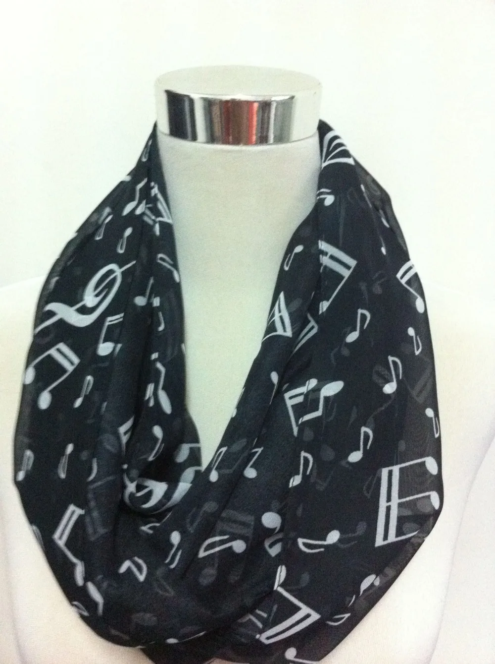 Модный стильный женский шифоновый шарф с музыкальной нотой, 2-снуд, бесконечный круг, повседневный шарф, Новинка