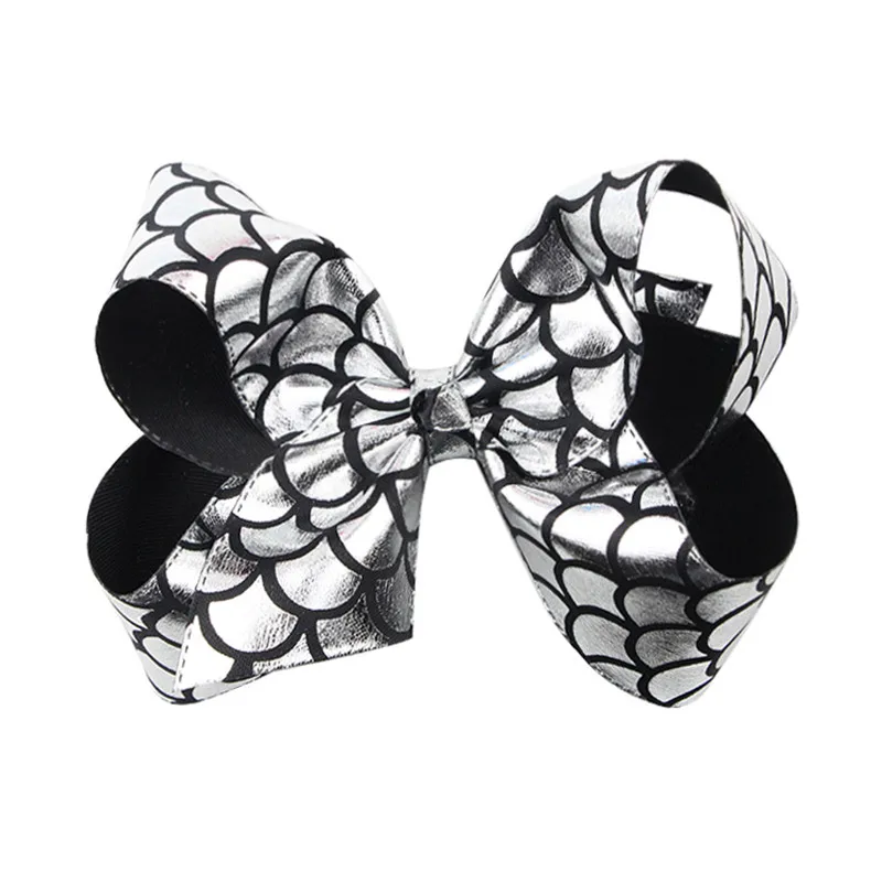 8pcslot Fashion 6 inch printing big butterfly clip Fish scale pattern Hair Bows girl's handmade hair  (8)