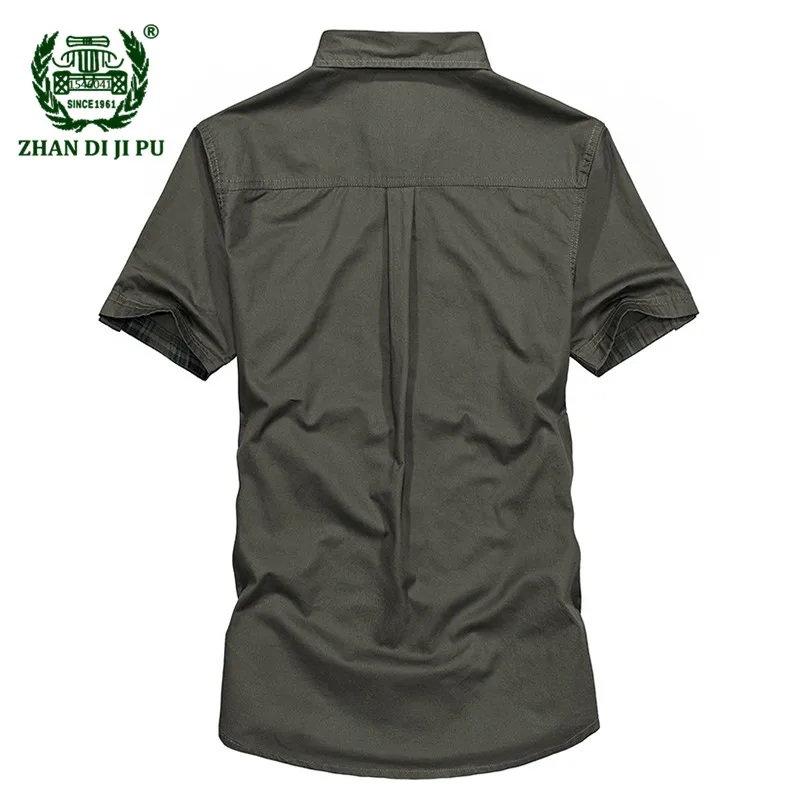 Большие размеры, европейские мужские летние военные повседневные брендовые армейские зеленые короткие рубашки мужские высококачественные afs jeep хлопковые рубашки топы