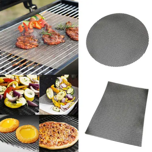 BBQ Net Grill Mat Round/Rrtangle BBQ Grilling Mesh Non Stick Cooking