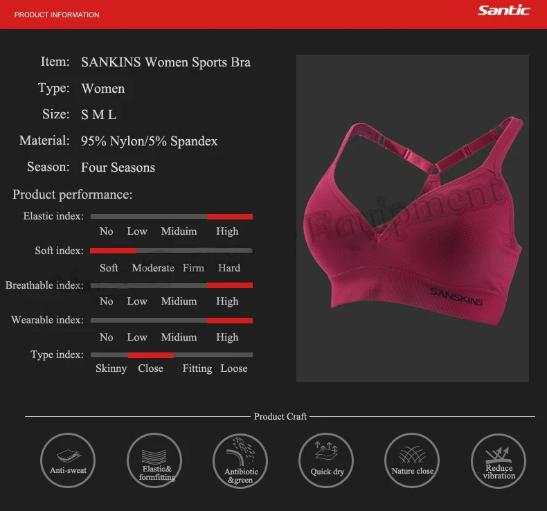 Santic Fitness Ciclismo Bra for Women GYM Sport Running Bras Yoga Vest Cycle Bra Cycling Bike MTB Bicycle Breathable Underwear (17)
