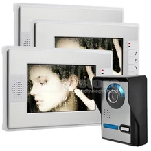 DIYSECUR Nueva 7 “Video de La Puerta Teléfono Video Intercom Kit Compatible Con e-bloqueo 1 Cámara de Visión Nocturna + 3 Monitor de