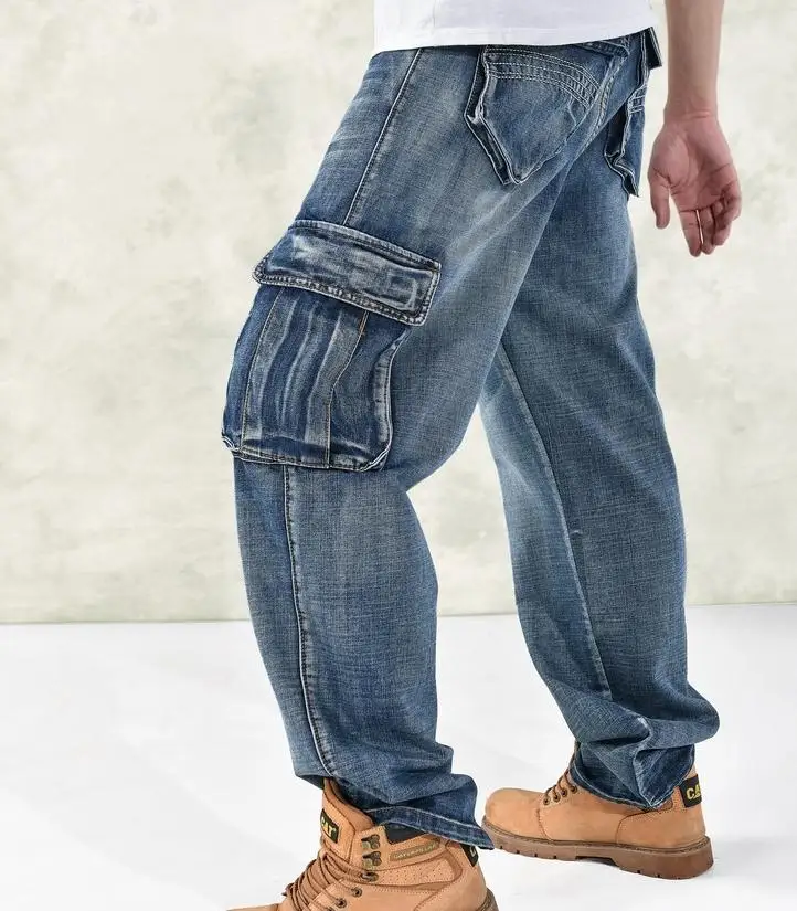 Man loose jeans hiphop skateboard jeans baggy pants denim pants hip hop