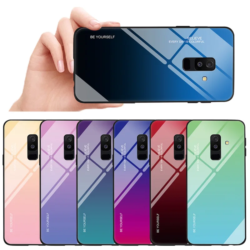 Gradient Glass Case For Samsung Galaxy J3 J5 J7 2017 Soft Silicon for J2 Prime Protective Cover |