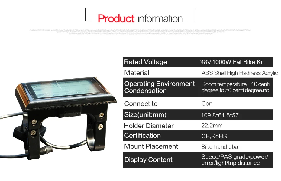 48v большой экран 900LCD велосипедный компьютер с водонепроницаемым соединяемым проводом спидометр для велосипеда 1000W Мощный Электрический полный велосипед комплект