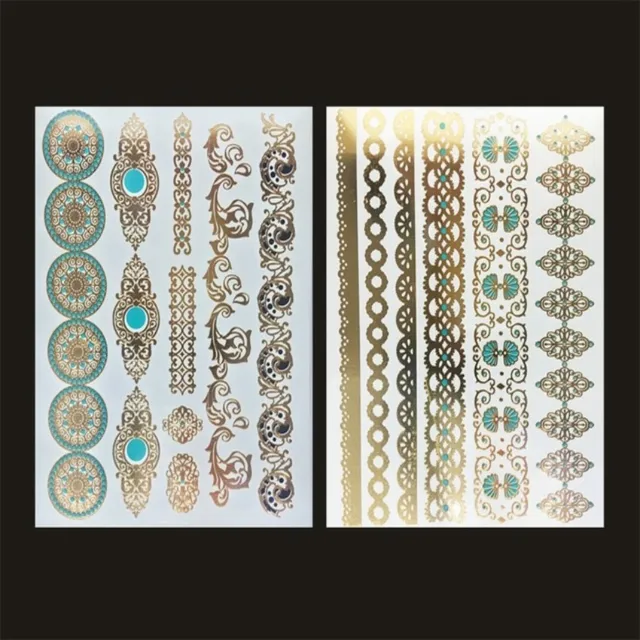 2Pcs/lot Body Art Painting Metal Tattoo Stickers Gold Silver Temporary Flash Tattoo Disposable Indians Tattoos Tatoo 2Pcs/lot Body Art Painting Metal Tattoo Stickers Gold Silver Temporary Flash Tattoo Disposable Indians Tattoos Tatoo