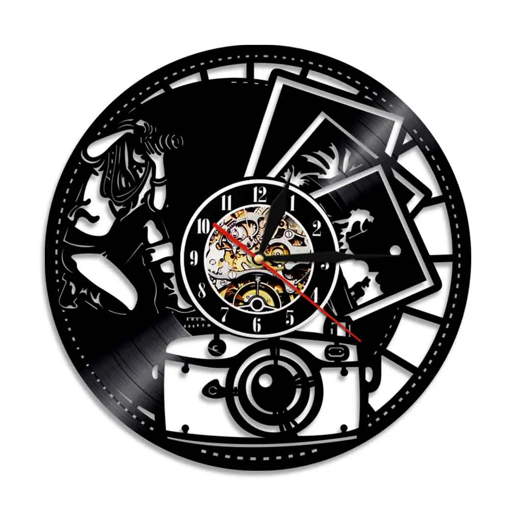  Photo Hobby Photographer Design Vintage Vinyl Clock Handmade Record Wall Creative Hanging Home Decor | Дом и сад