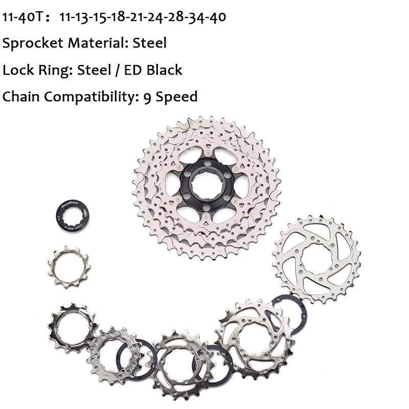 Sunracing 9 скоростная кассета 11-40T горный велосипед свободного хода X9 цепь Cogs широкое соотношение MTB свободного хода адаптер подходит Shimano SRAM