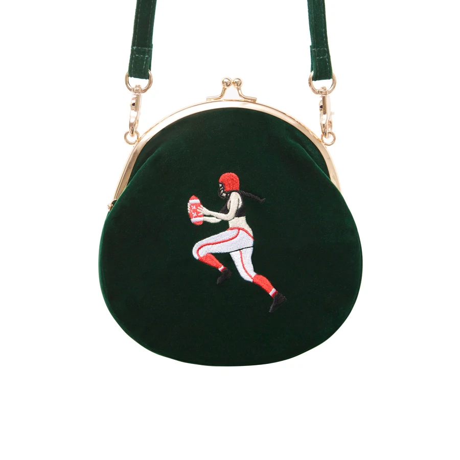  YIZI SToRe Vintage Velvet Embroidery Women Messenger Bags In Semi-circle Round Shape Original Desig - 32303230885